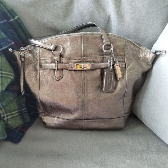 Coach Bronze Pebble Leather Bag - Picture 1 of 7